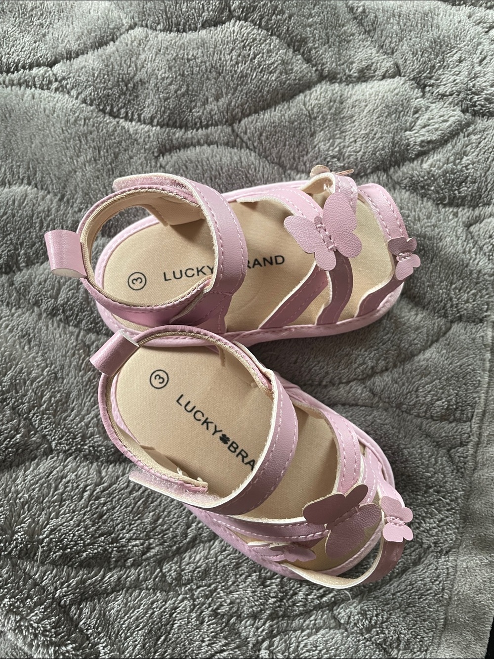 Lucky Brand Light Pink Butterfly Strap Toddler Sandals
